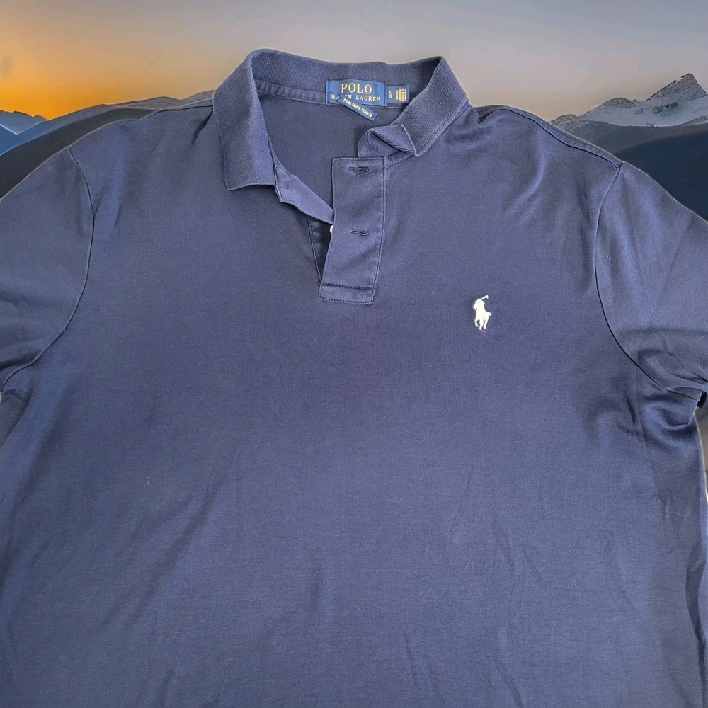 🐎Polo Ralph Lauren Shirt Men's Large Navy Blue Pima Soft Touch Pony Golf Preppy
